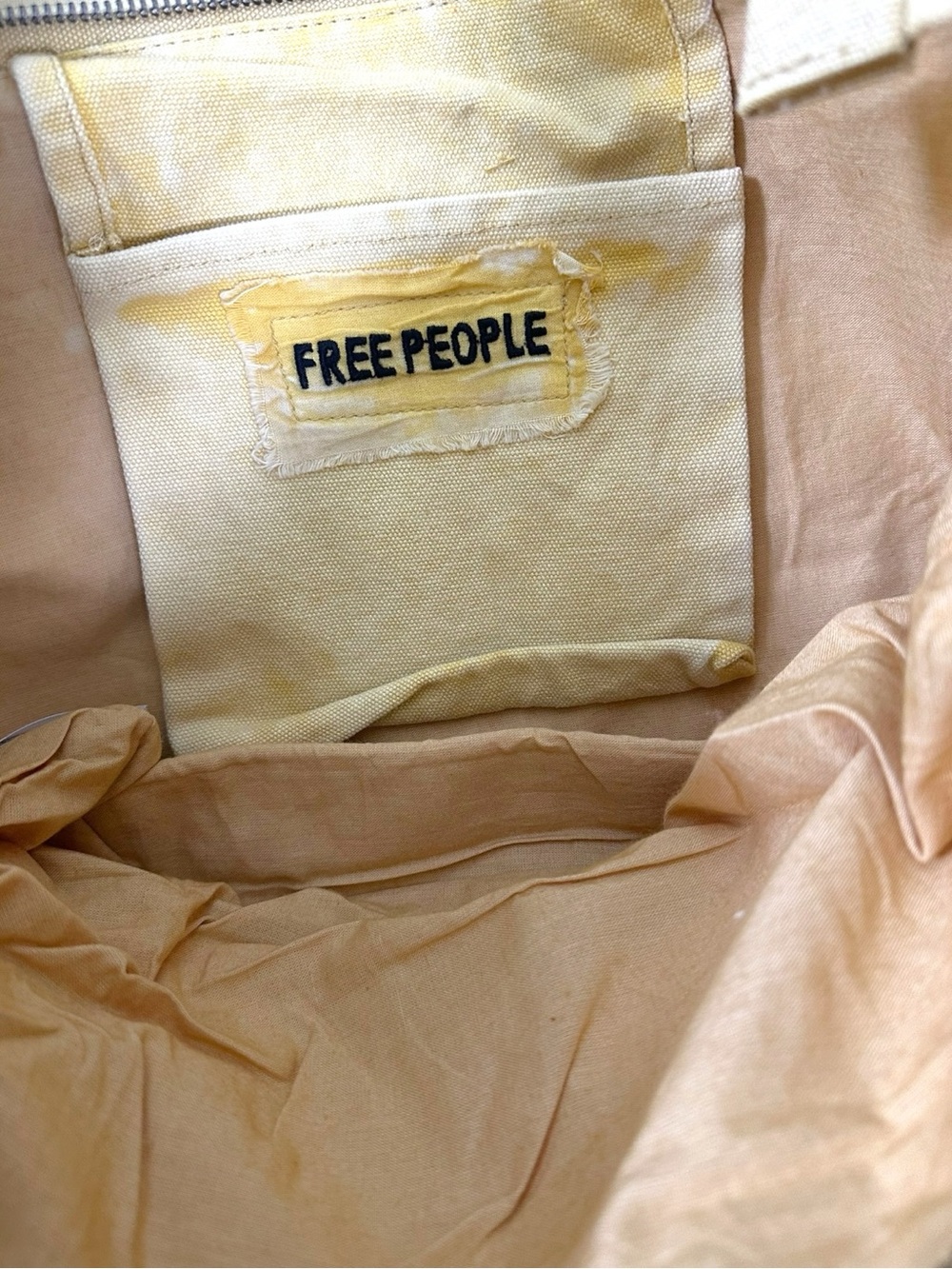 Free People Grunge 90s Canvas Camp Crush Sling Shoulder Bag Distressed Neutral - Picture 10 of 13